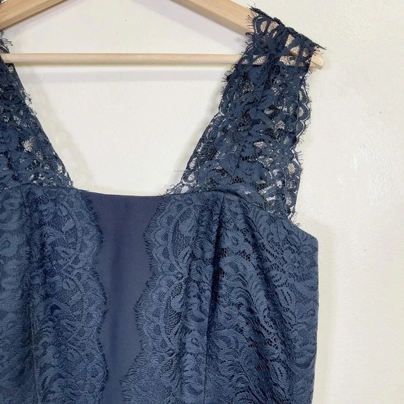 Tahari Lace Event Formal Sheath Navy Dress - Picture 7 of 12